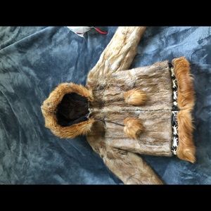 Kids baby mink and baby fox fur coat